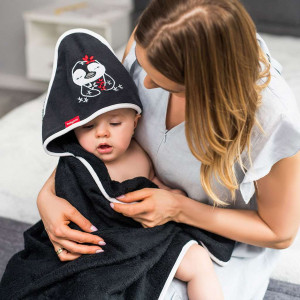 Dětská bambusová osuška s kapucí BabyOno černá