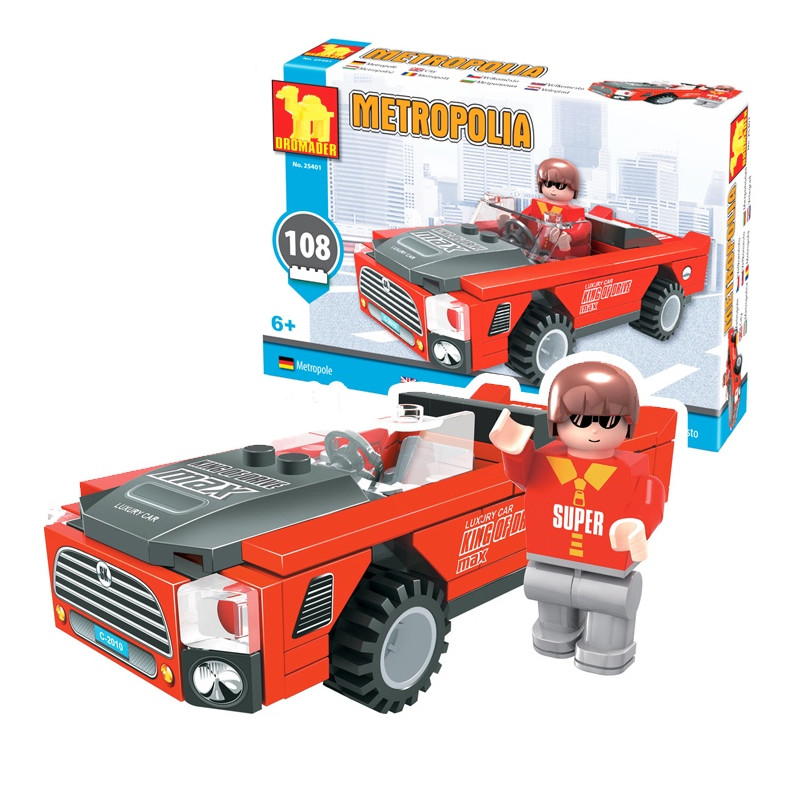 Stavebnica Červené auto 108 dielikov