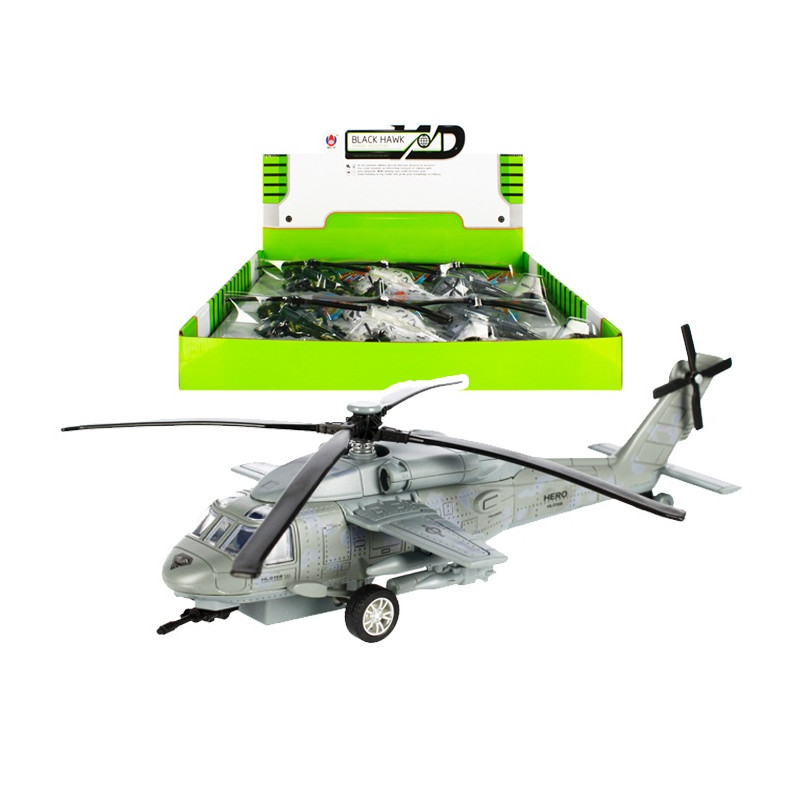 Kovová helikoptéra so samochodom