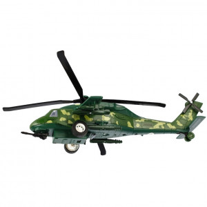 Kovová helikoptéra se samochodem