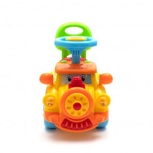 Detské odrážadlo so zvukom Baby Mix Vláčik žlté