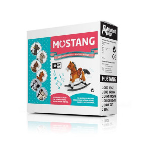 Houpací koník s melodií Milly Mally Mustang bílo-černý puntíkovaný