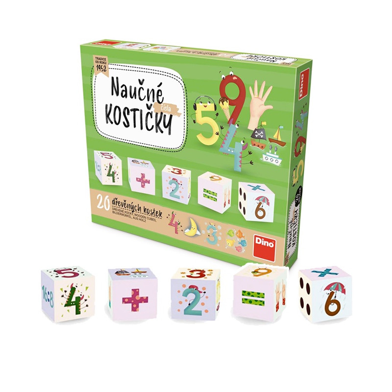 Matematika, čísla - 20 dřevěných kostek