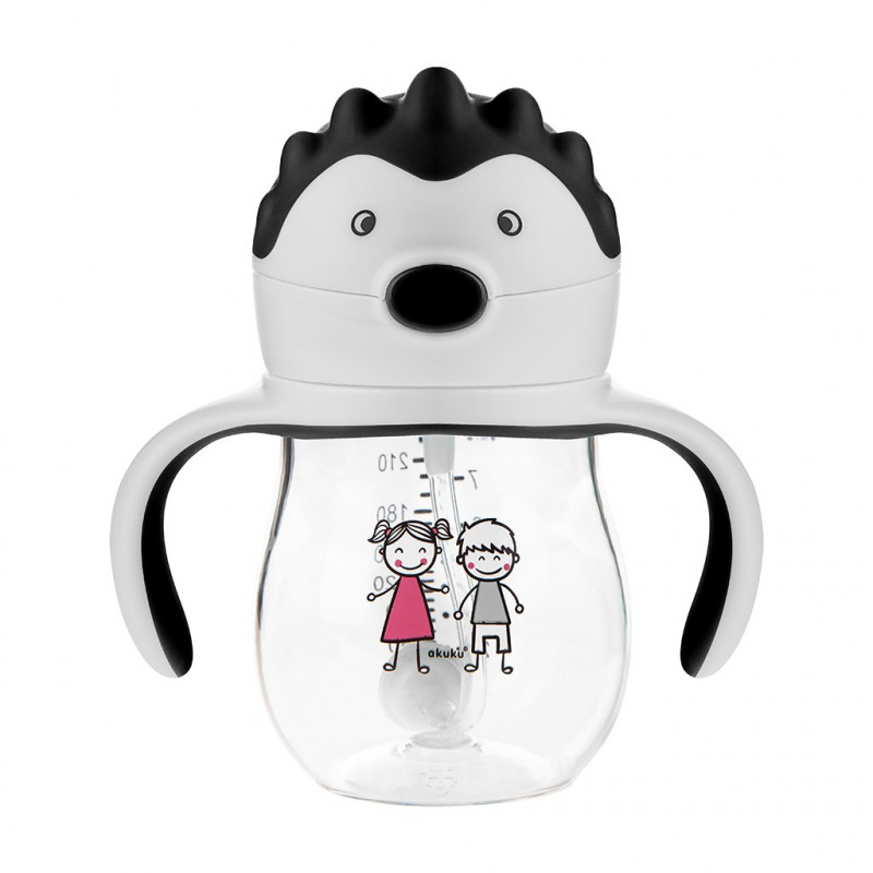 Kúzelná fľaška so slamkou a závažím Akuku 250 ml grey