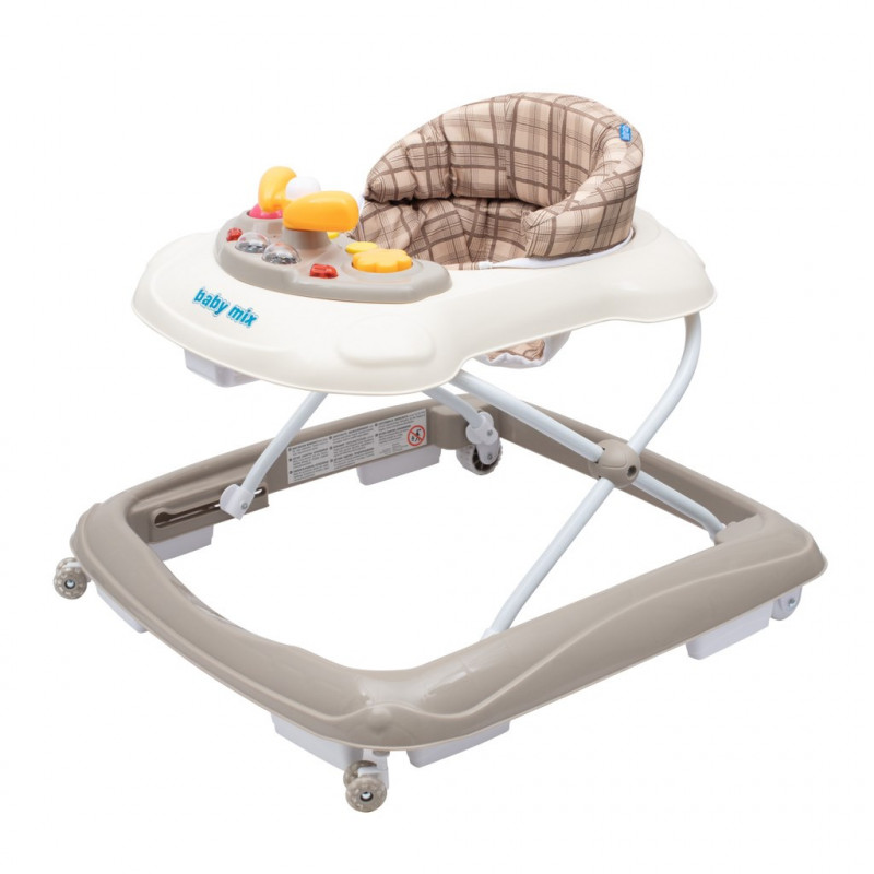 Detské chodítko Baby Mix s volantom a siikónovými kolieskami béžové
