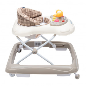 Detské chodítko Baby Mix s volantom a siikónovými kolieskami béžové