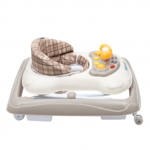 Detské chodítko Baby Mix s volantom a siikónovými kolieskami béžové