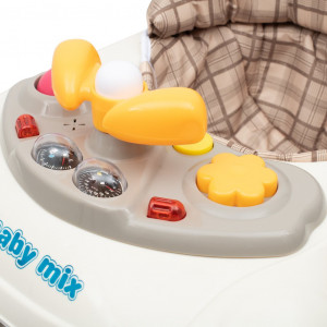 Detské chodítko Baby Mix s volantom a siikónovými kolieskami béžové