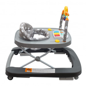 Detské chodítko so silikónovými kolieskami New Baby Forest Kingdom Gray