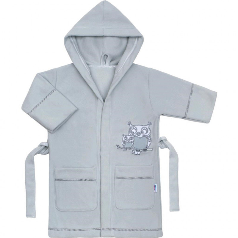 Detský župan New Baby 2 Sovičky sivý