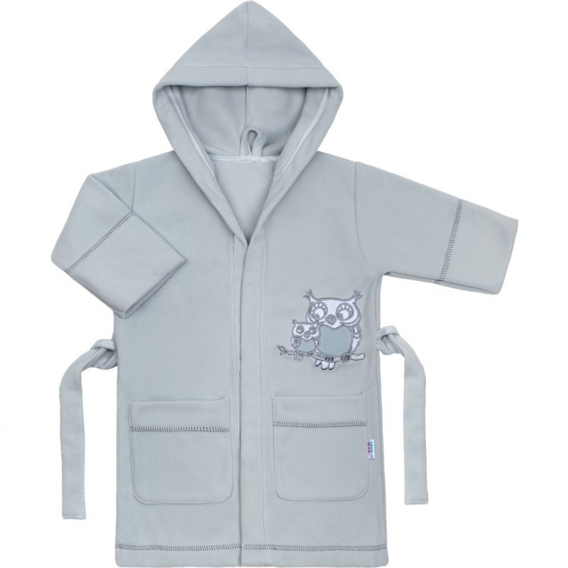 Detský župan New Baby 1 Sovičky sivý