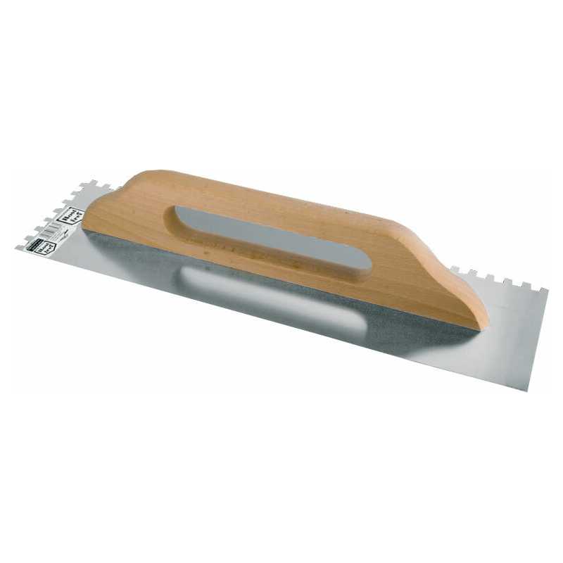 Hladidlo antikorové 480x130mm, drevená rukoväť, zuby 8x8mm, 700314C