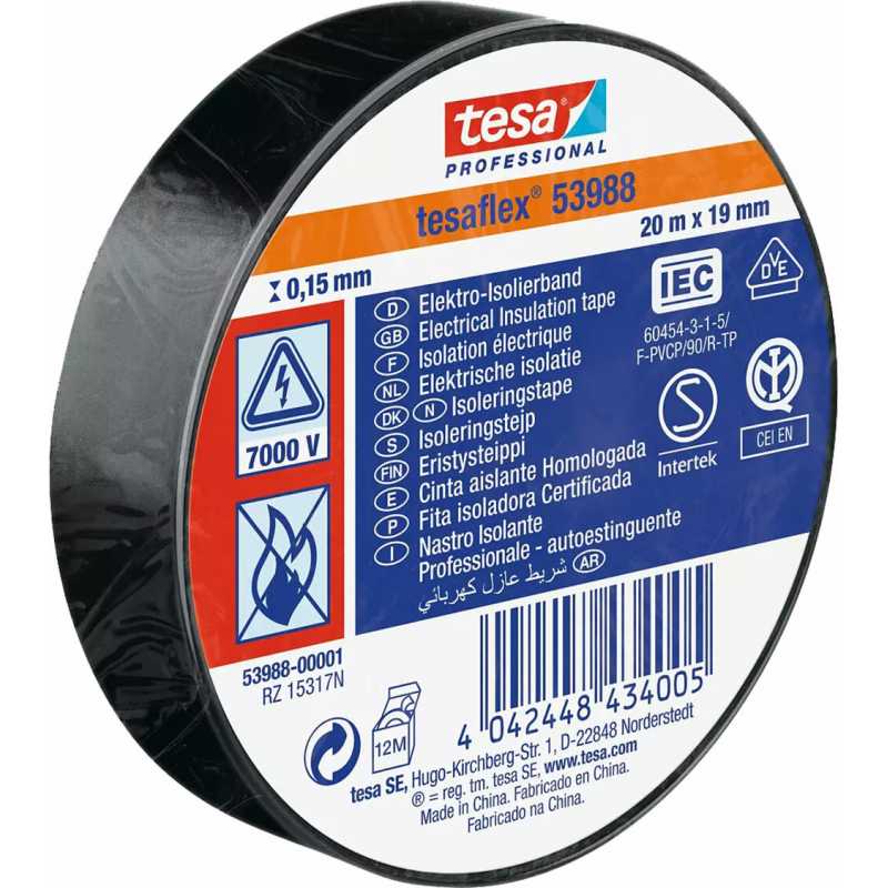 Páska 53988 elektroizolačná čierna 19mm x 20m, Tesa 95395
