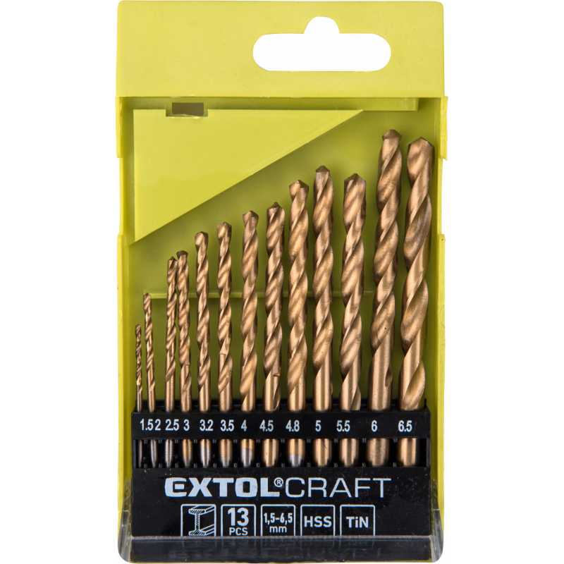 Vrtáky do kovu HSS TiN, pr.1.5-6.5mm, Extol Craft 1113A