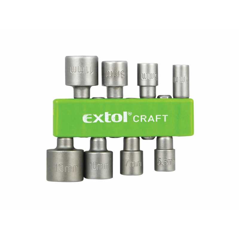 Hlavice nástrčné se 6-hrannou stopkou 1/4“, 8-dílná sada, Extol Craft