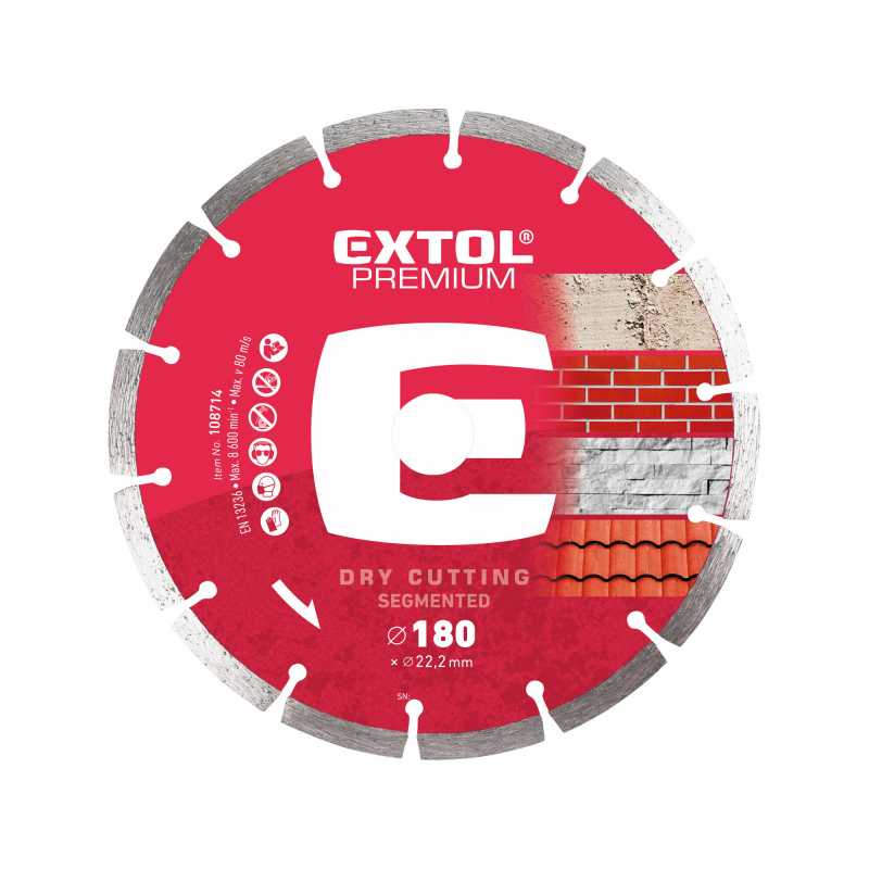 Kotúč rezný diamantový segmentový 180mm, Extol Premium 108714