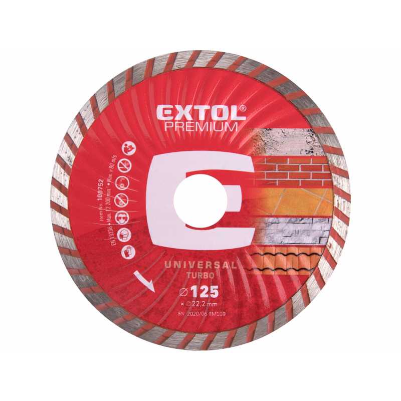 Kotúč rezný diamantový Turbo 125mm, Extol Premium 108752