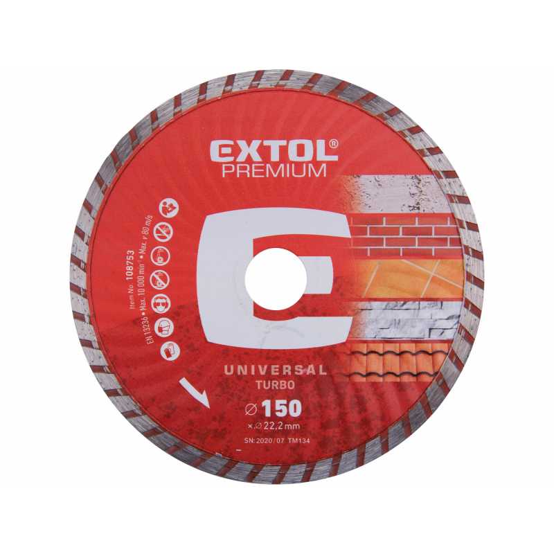Kotúč rezný diamantový Turbo 150mm, Extol Premium 108753