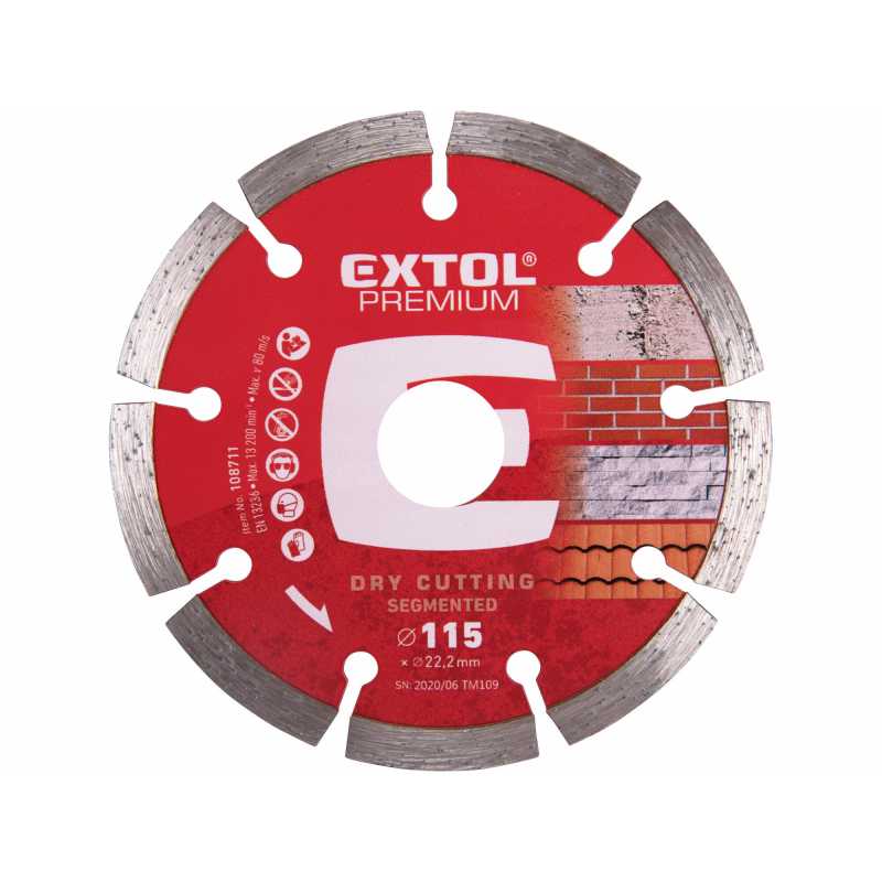 Kotúč rezný diamantový segmentový 115mm, Extol Premium 108711