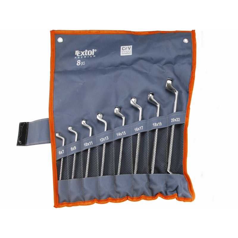 Kľúče očkové vyhnuté, 8-dielna sada, 6-22mm, Extol Premium 6219
