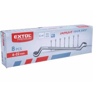Kľúče očkové vyhnuté, 8-dielna sada, 6-22mm, Extol Premium 6219