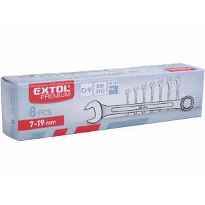 Kľúče očko-vidlicové 8-dielna sada 7-19mm Extol Premium 6319