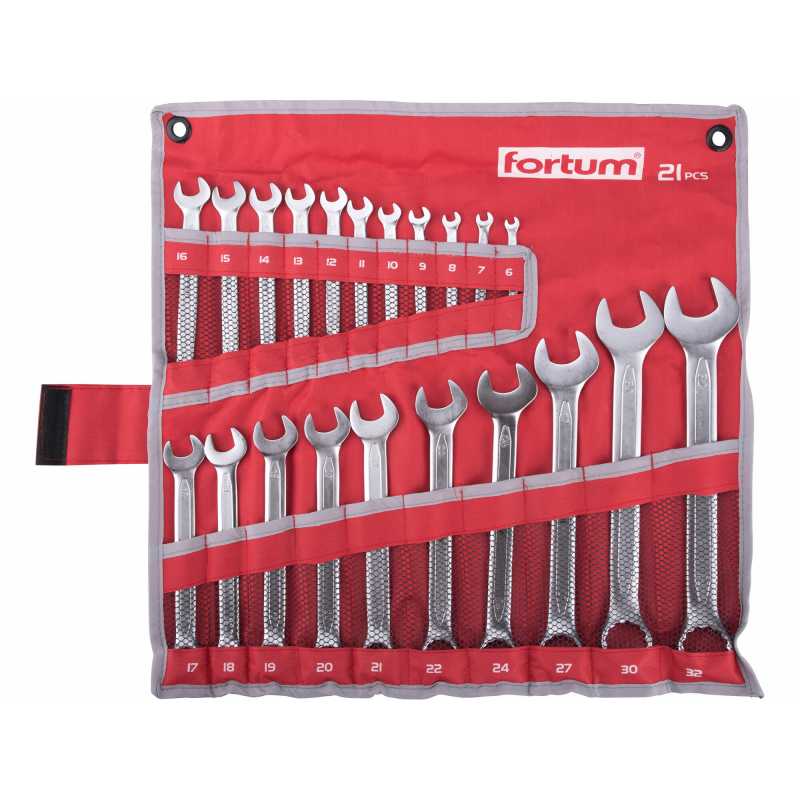 Očko-vidlicové kľúče 6-32mm, 21-dielna sada, FORTUM 4730200