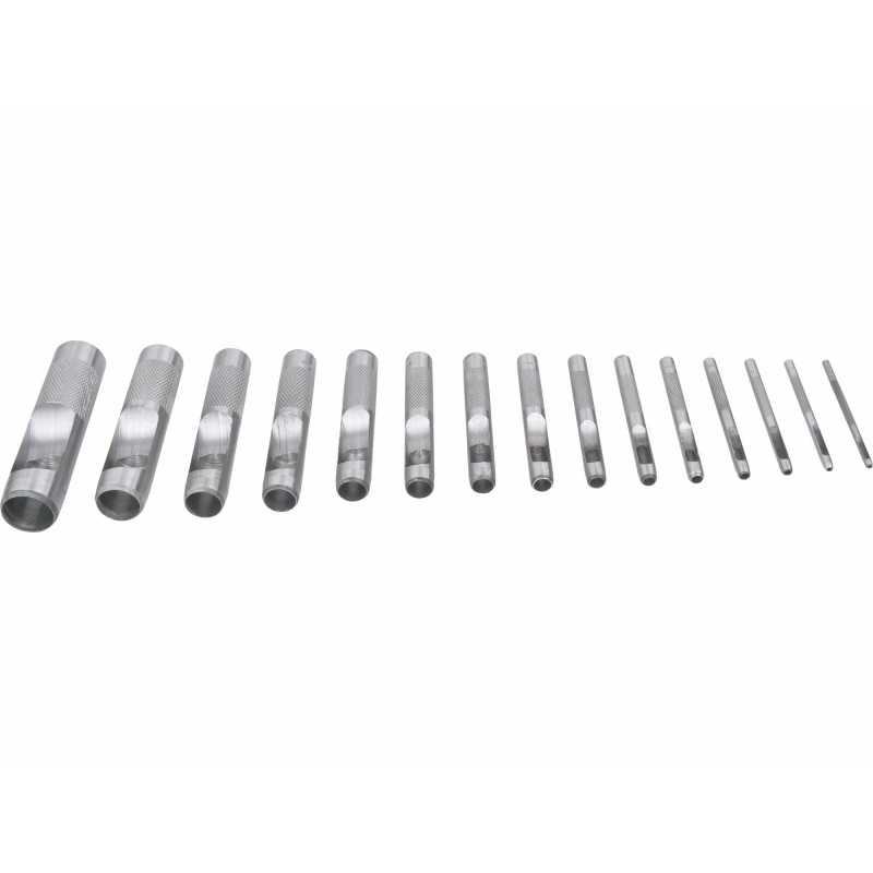 Děrovače do kůže, 15-dílná sada, 2,0-22mm, Extol Craft 76700