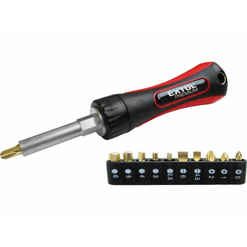 Skrutkovač, magnetický držiak na bity račňový, 11 bitov, Extol Premium 6547