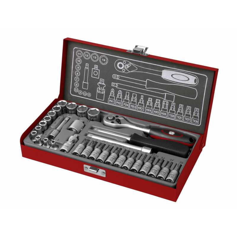 Kľúče nástrčné 1/4´´, 4-14mm, 31-dielna sada, Fortum, 4700003