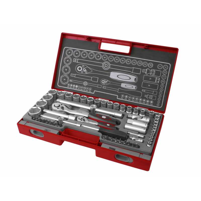 Kľúče nástrčné 1/2'' a 1/4'', 4-34mm, 60-dielna sada, Fortum, 4700011