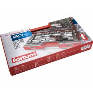 Kľúče nástrčné 1/2'' a 1/4'', 4-34mm, 60-dielna sada, Fortum, 4700011