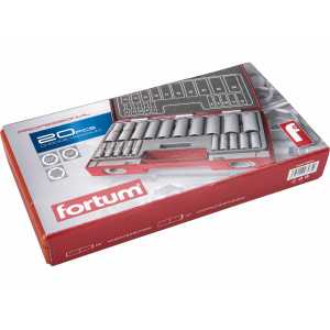 Klíče nástrčné prodloužené 1/2'' a 1/4'', 20-dílná sada, Fortum, 4700012
