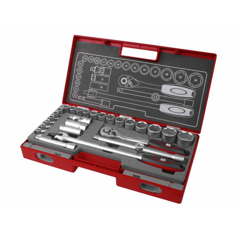 Kľúče nástrčné 1/2'', 8-34mm, 27-dielna sada, Fortum, 4700014