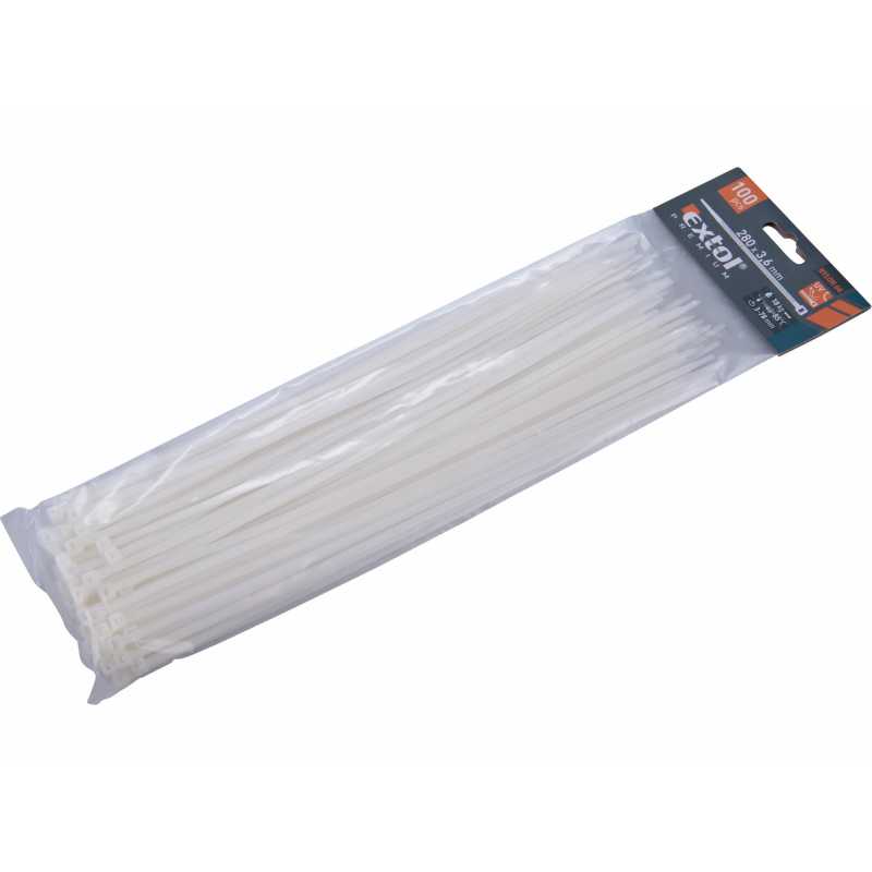 Pásky sťahovacie biele, 3,6x280mm, Extol Premium 8856108