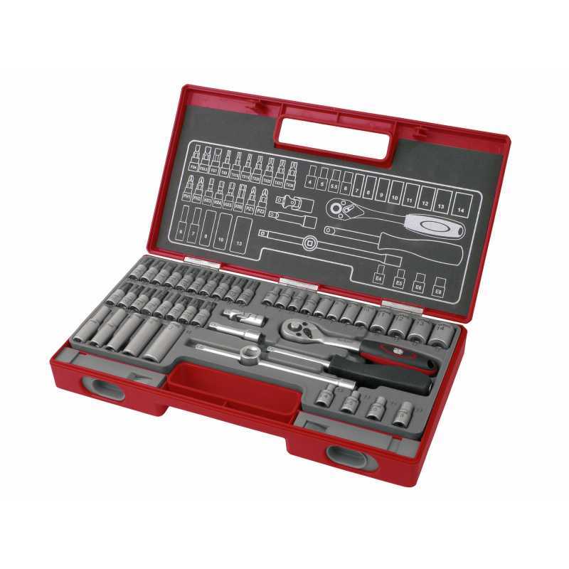 Kľúče nástrčné 1/4'', 4-14mm, 45-dielna sada, Fortum, 4700013
