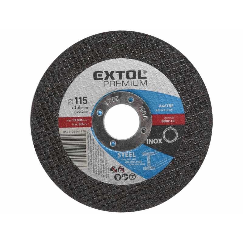 Kotouč řezný na ocel/nerez, 115x1,6mm, Extol Premium 8808110