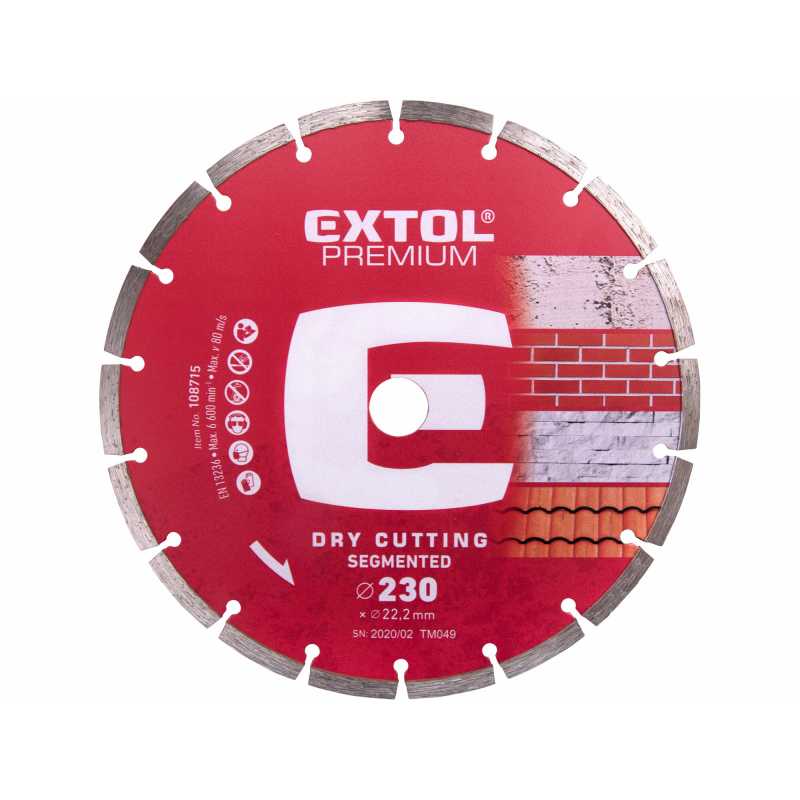 Kotouč řezný diamantový segmentový 230mm suché řezání, Extol Premium 108715