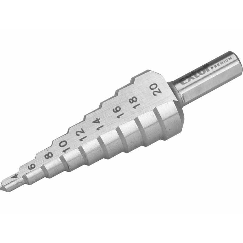 Vrták stupňovitý 4-20mm, stupňovanie 2mm, 9 otvorov, Extol Premium 8801162