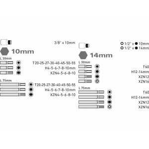 Hroty HEX-TORX-XZN, 51dílná sada, Extol Premium 8818200