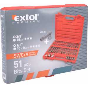 Hroty HEX-TORX-XZN, 51-dielna sada, Extol Premium 8818200