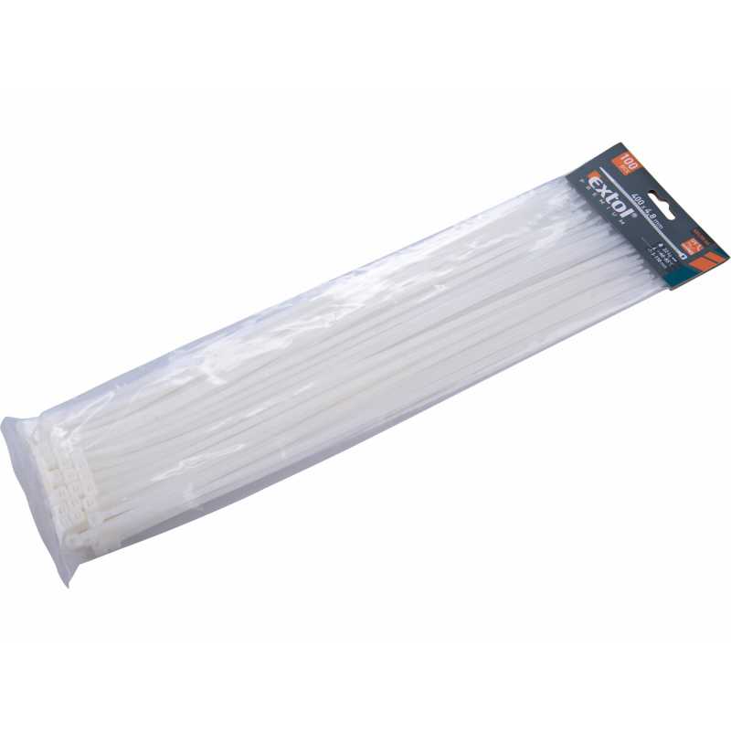 Pásky sťahovacie biele, 4,8x400mm, Extol Premium 8856116