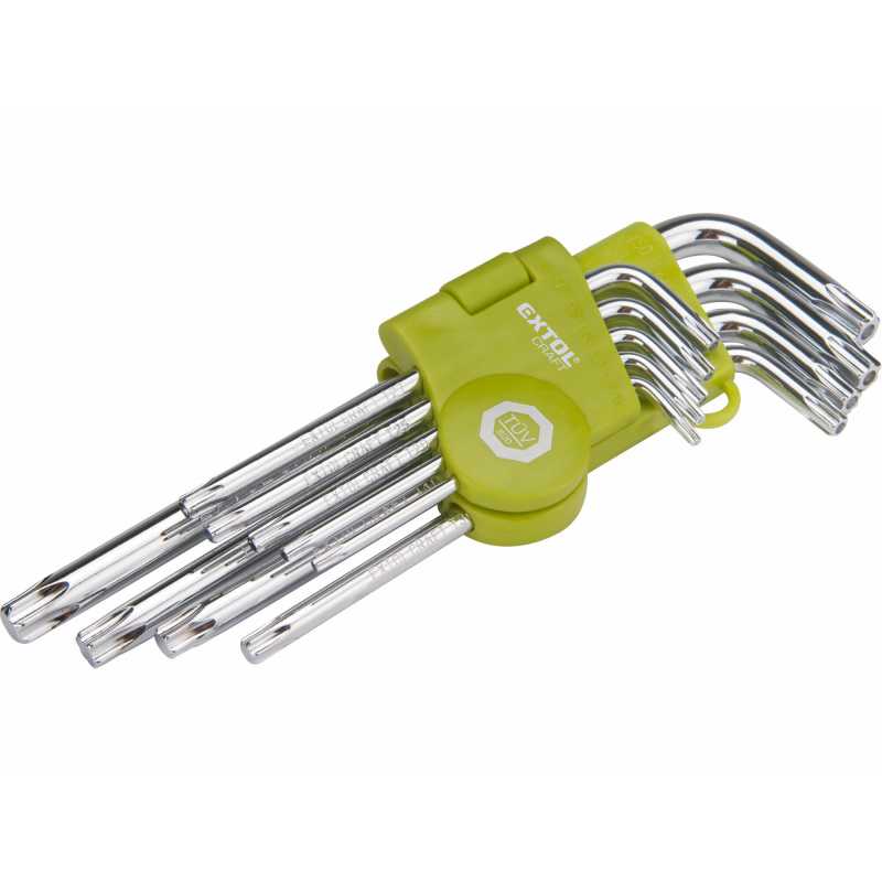 L-kľúče TORX, 9-dielna sada, T10-50, Extol Craft 66011