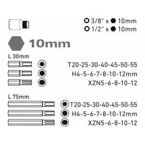 Bity, HEX-TORX-XZN, 40-dielna sada, Extol Premium 8818202