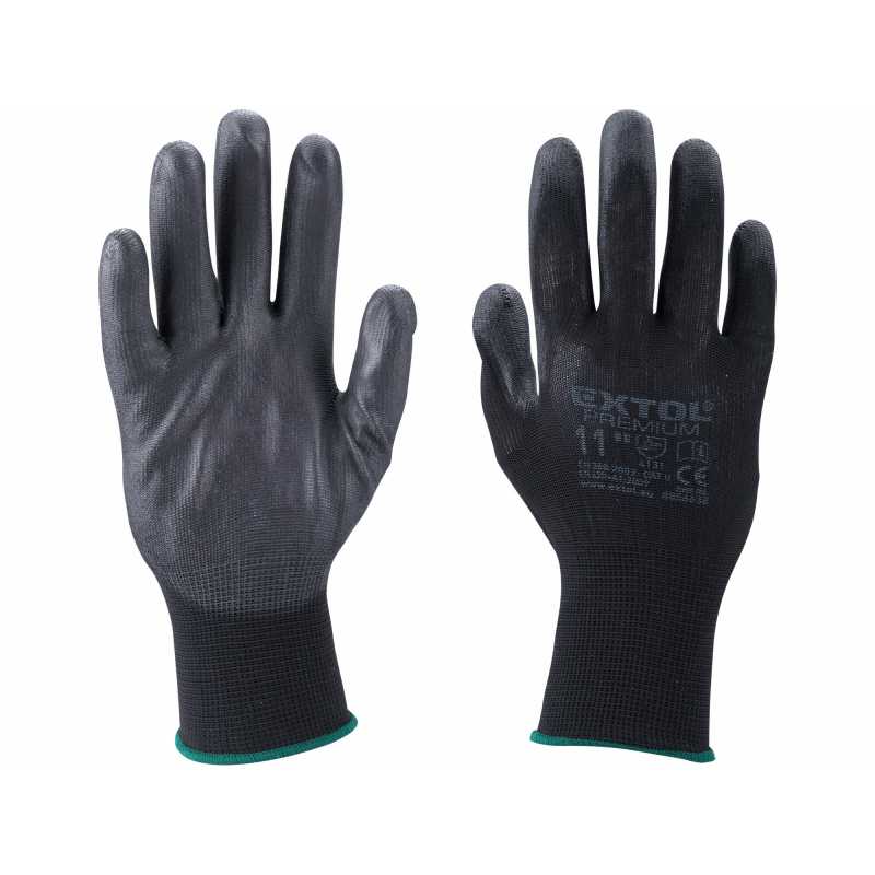 Rukavice z polyesteru polomáčané v PU čierne 8", Extol Premium 8856635