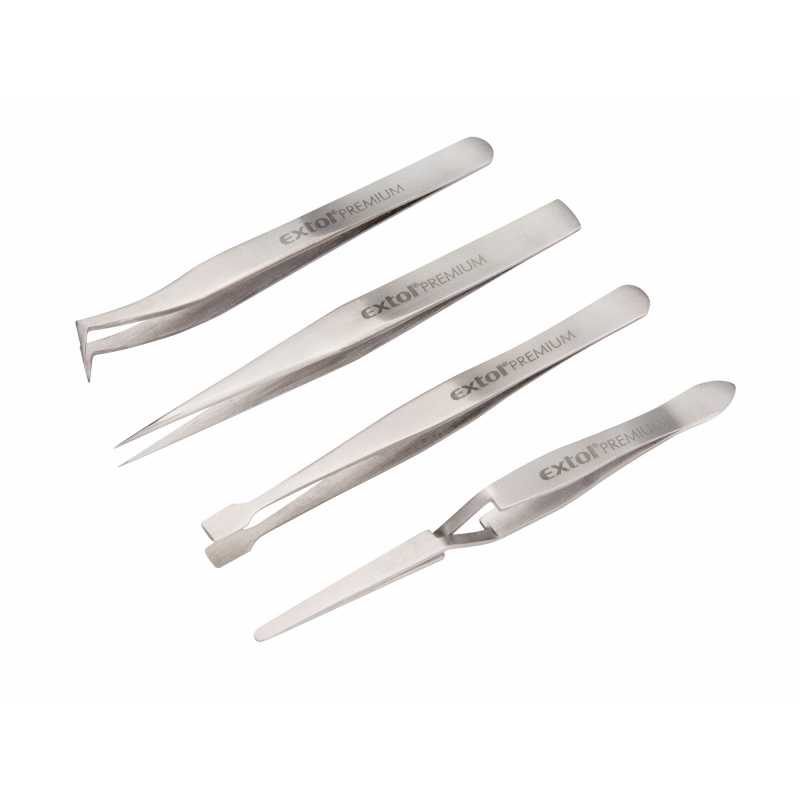 Pinzety, 4-dielna sada, antikoro, Extol Premium 8859100