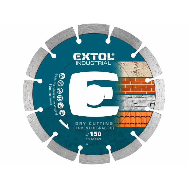 Kotúč rezný diamantový Grab Cut, 150mm, Extol Industrial 8703033