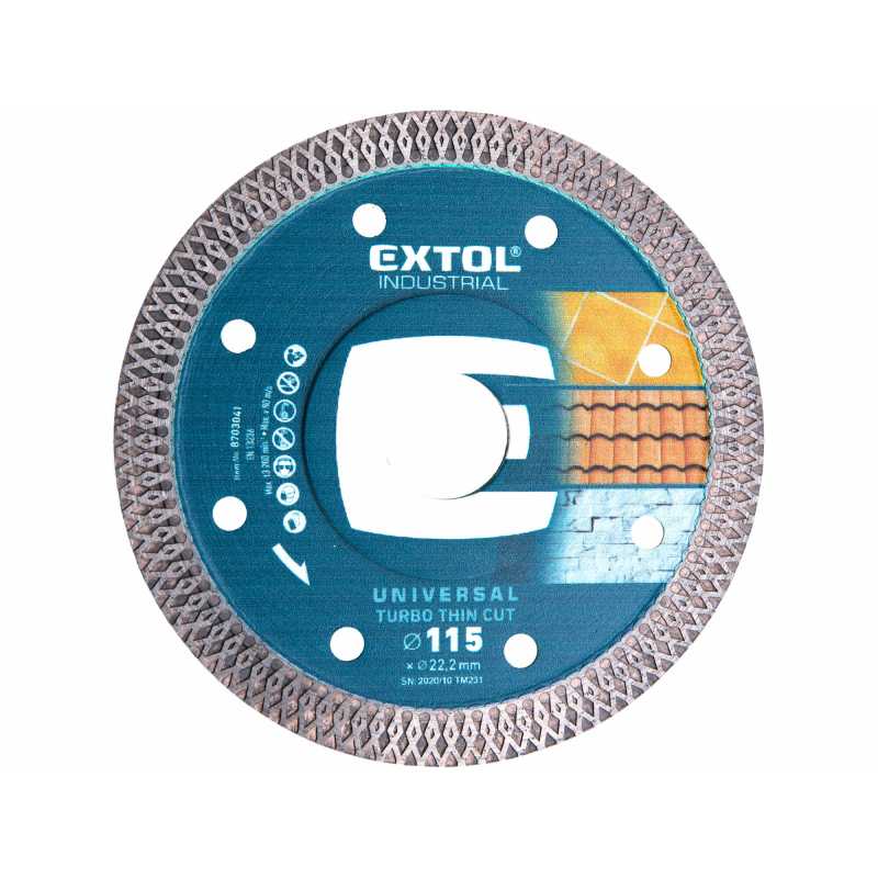 Kotúč rezný diamantový Turbo Thin, 115mm, Extol Industrial 8703041