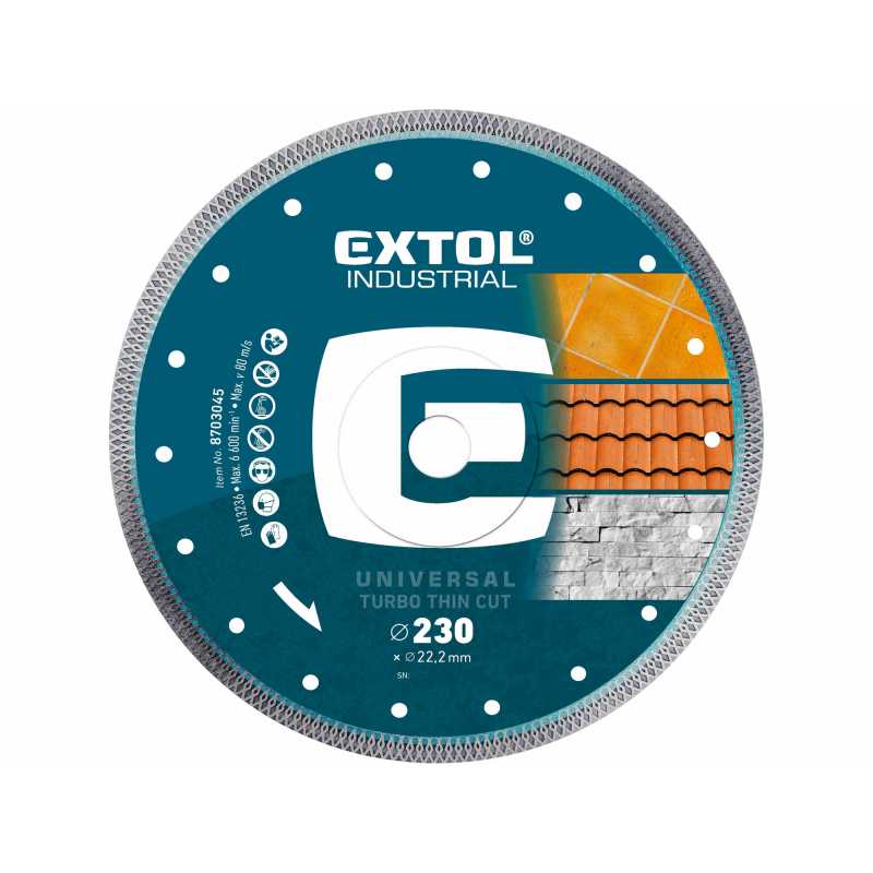 Kotúč rezný diamantový Turbo Thin, 230mm, Extol Industrial 8703045