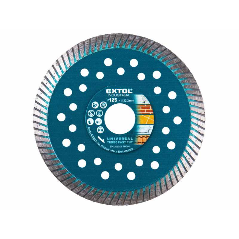 Kotúč rezný diamantový Turbo Fast, 125mm, Extol Industrial 8703052